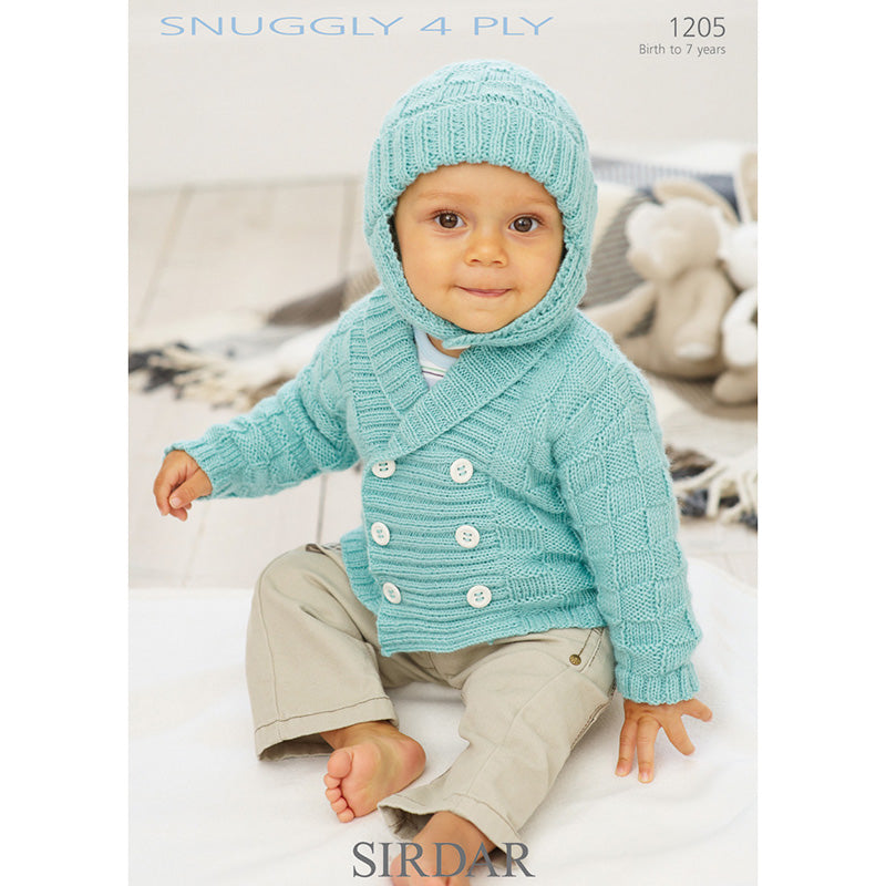 Sirdar 1205 Snuggly 4 Ply Cardigan & helmet