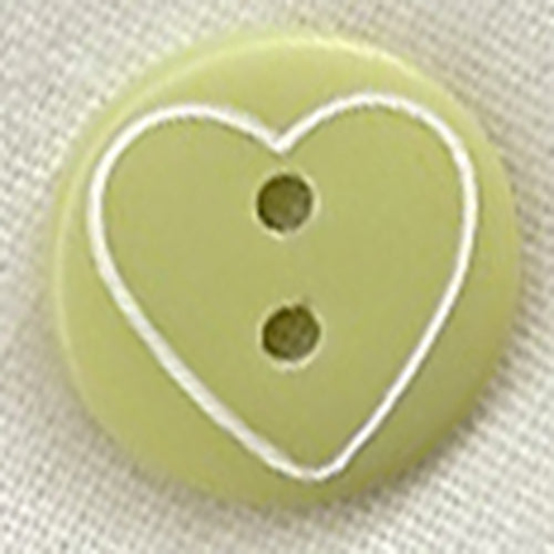 Button 952672 Green Heart 11mm