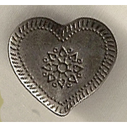 Button 952535  Heart Shaped with Sun Imprint Shank 15mm Metal