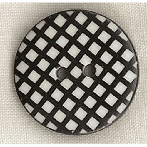 Button  STBTGR1 Black Gingham 25mm