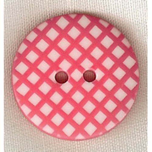 Button  STBTGR1 Hot Pink Gingham 25mm