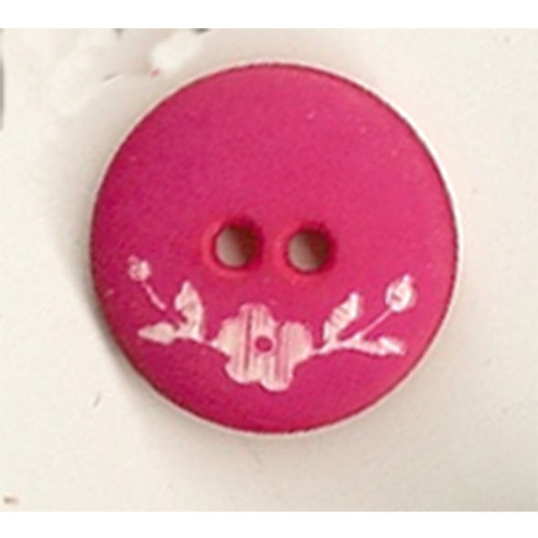 Button 261131 Pink with Floral Design 18mm