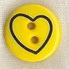 Button 211631 Yellow with Heart Imprint 13mm