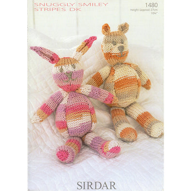 Sirdar 1480 Smiley Stripe Bunny and Teddy