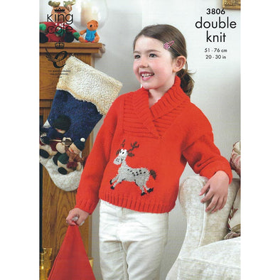 King Cole 3806 DK Sweater and Cardigan  Moose Image