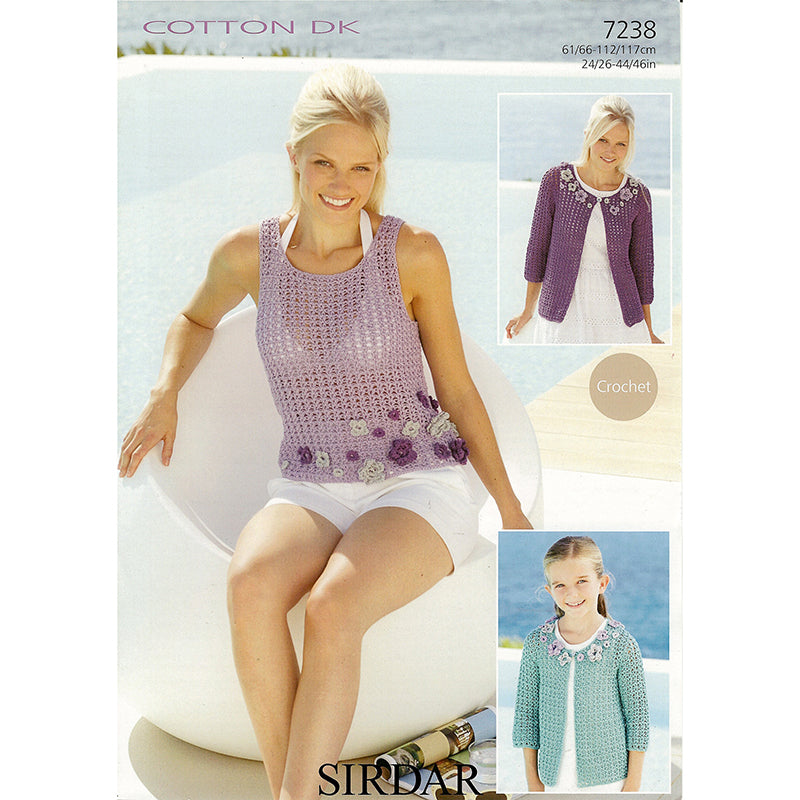 Sirdar 7238 Cotton DK Cardgan /Tank