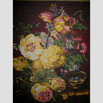 Collection D'Art 11.584 Floral Vase -Needlepoint