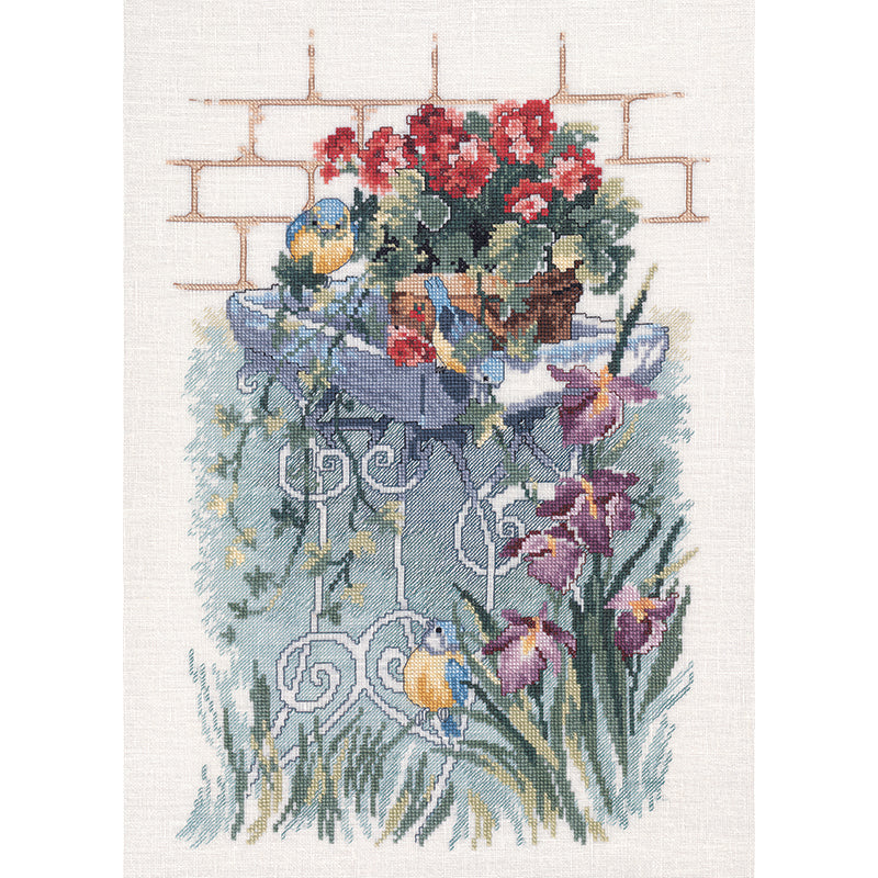 Permin 70-4398 Blue Titmouse and Garden Flowers