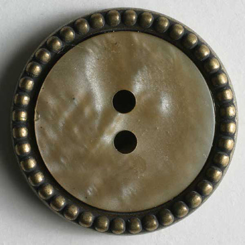 Button 280672 Metal Beaded Edge with Pearl  18mm