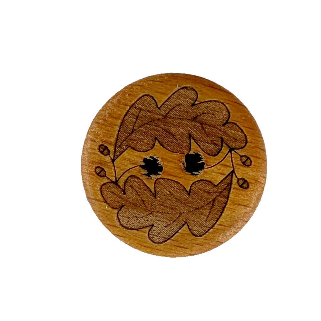 Button 260875 Wood Oak Leaves 22mm