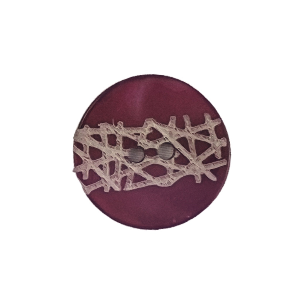Button 623407 Dark Pink Silver Lattice 20mm