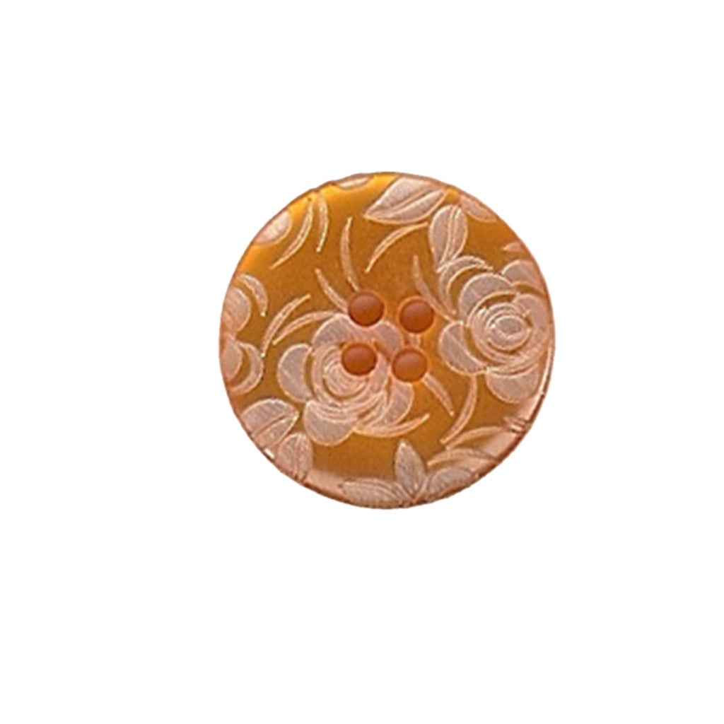 Button 793660FB Orange with White Rose 20mm