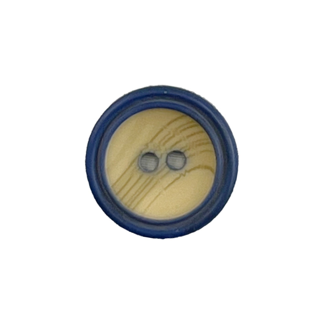 Button 8523-28-05 Blue Faux Wood Centre 20mm