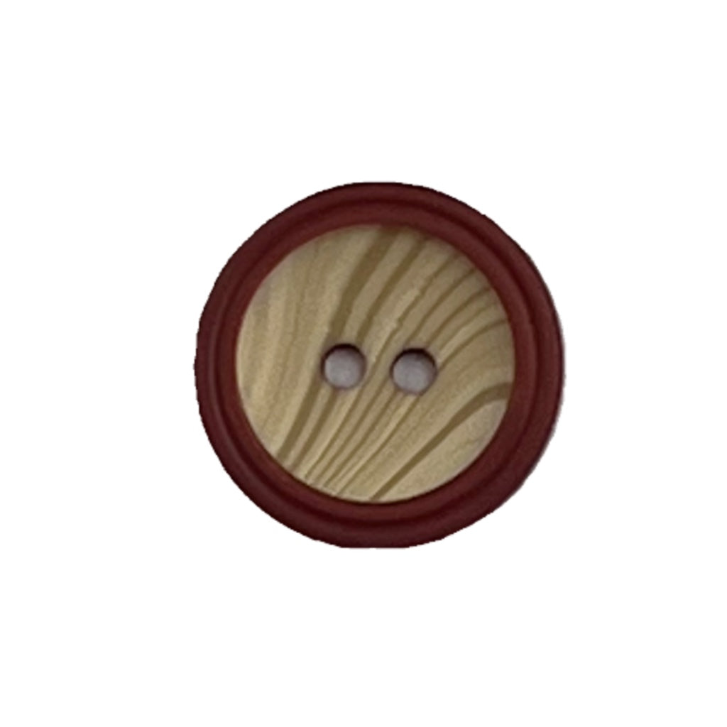 Button 8523-28-24 Maroon Faux Wood Centre 19mm