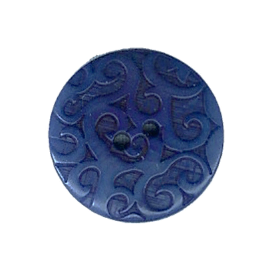 Button 9209/36BLU Deep Blue Ornate Scroll 23mm