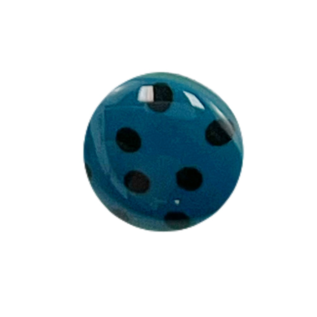 Button 952540 Turquoise Black Polka Dot 18mm