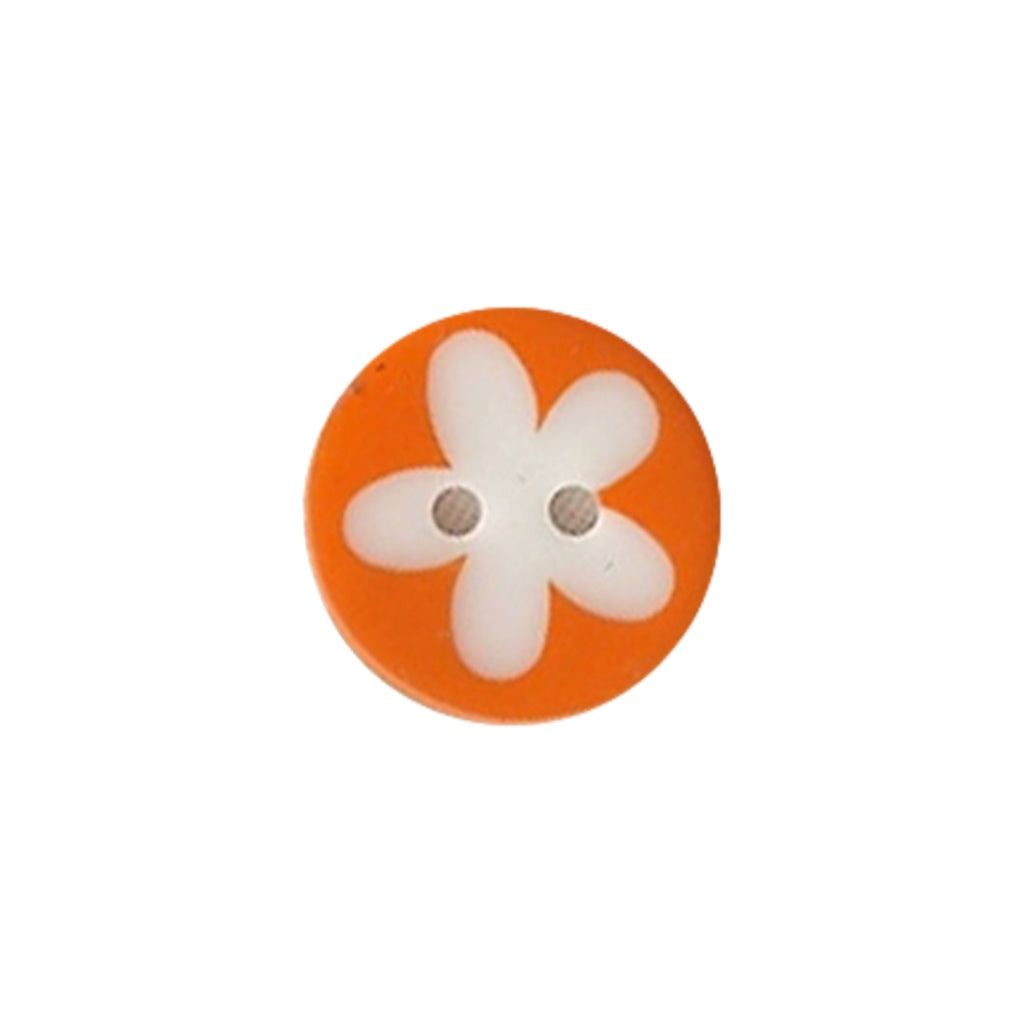 Button 952613DB Orange White Flower Centre 16mm