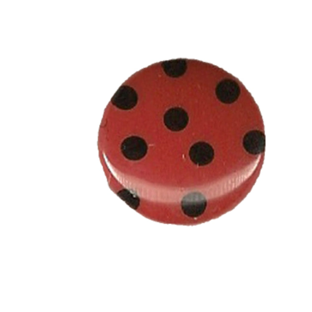 Button 952676 Burnt Orange-Red Black Polka Dot 18mm