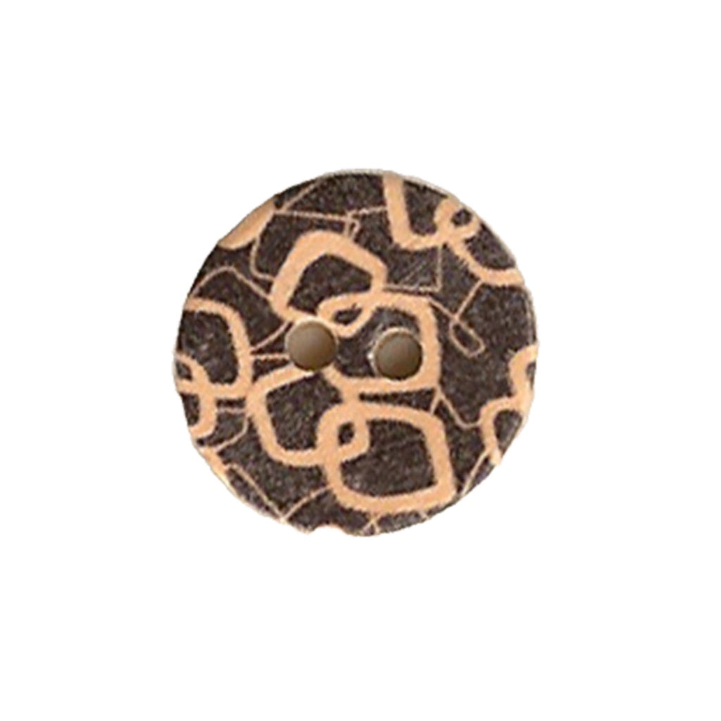 Button 9800030 Brown Beige Geometric 20mm