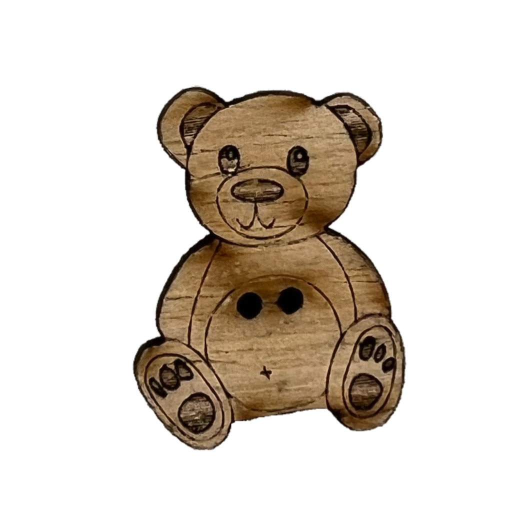 Button 9801390 Teddy Bear Wood 30mm