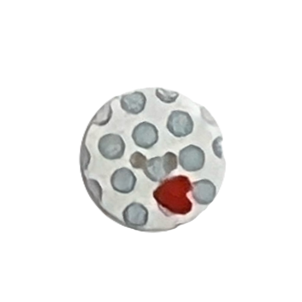 Button K17901 White Light Blue Dots Red Heart 15mm