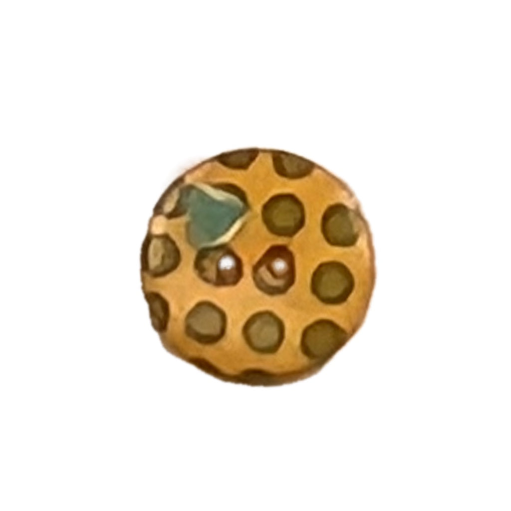 Button K17904 Tangerine Dots Aqua Heart 15mm