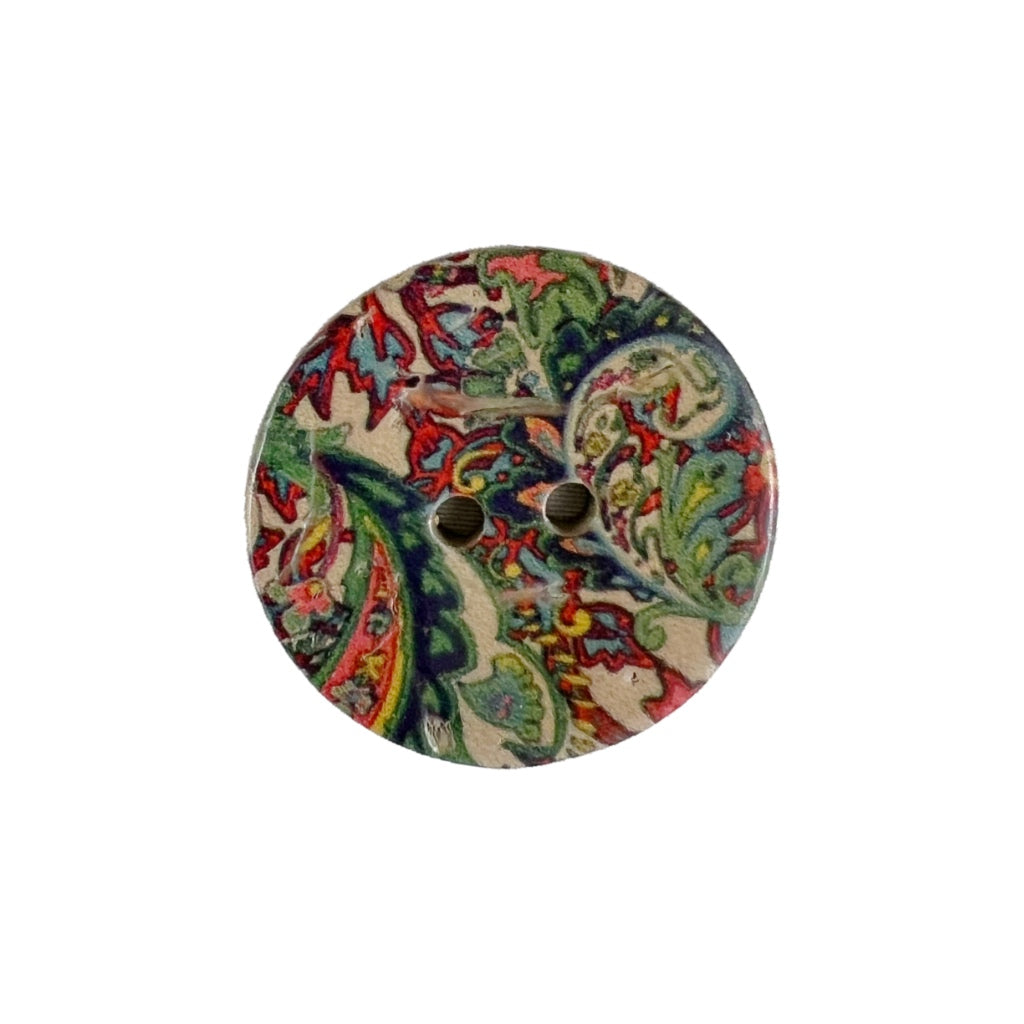 Button NT16601 Coconut Blue Red Paisley 30mm