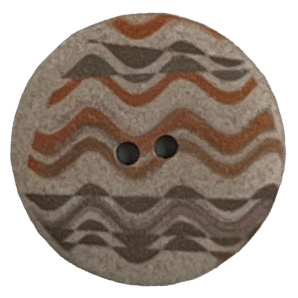 Button P68604/44 Hither Burnt Orange Sage Green Wave 28mm