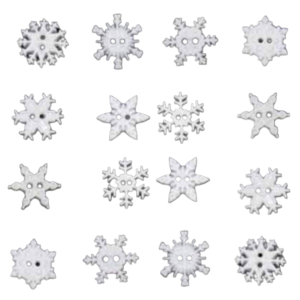 Buttons 2892 Snowflakes White