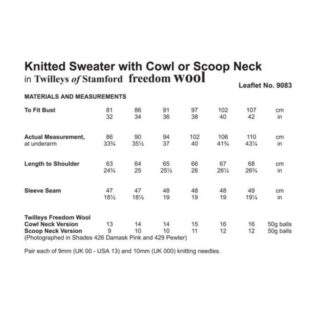 Twilley's 9083 Cowl Or Scoop Sweater