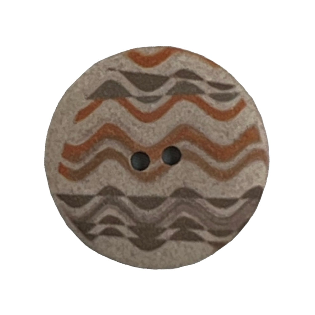 Button P68604/44 Hither Burnt Orange Sage Green Wave 28mm