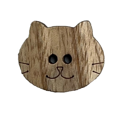 Button 952625 Cat Face Wooden 23mm