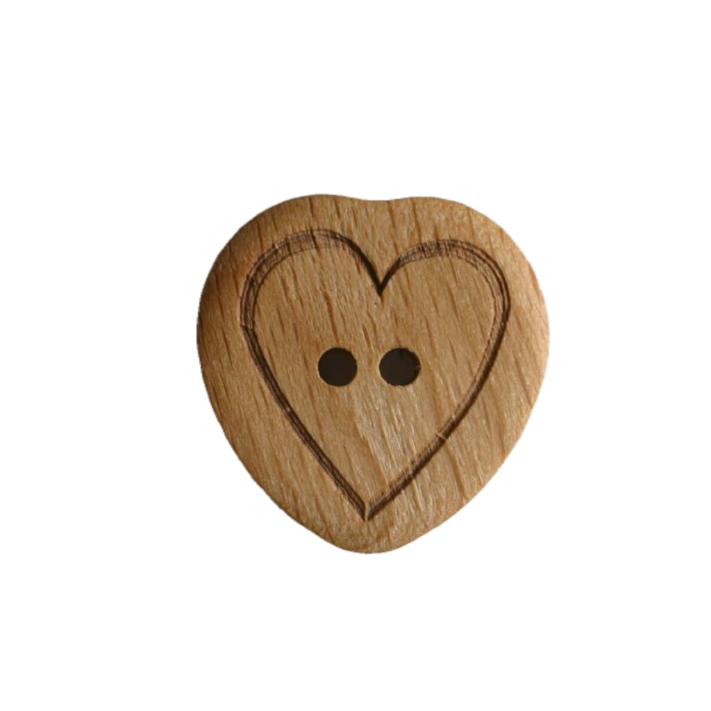 Button 231464 Wood Heart 19mm