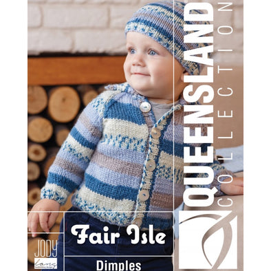 Queensland Collection 147-02 Fair Isle Dimples Cardigan and Cap
