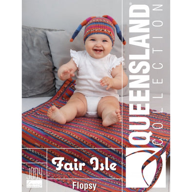 Queensland Collection 147-03 Fair Isle Flopsy Hat and Blanket