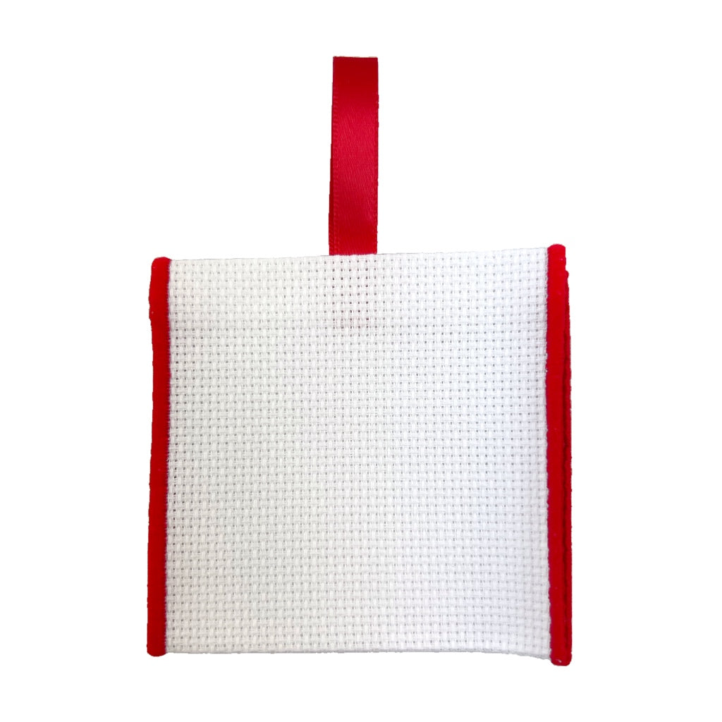 Banded Ornament - 14ct White with Christmas Red Trim PFO-118