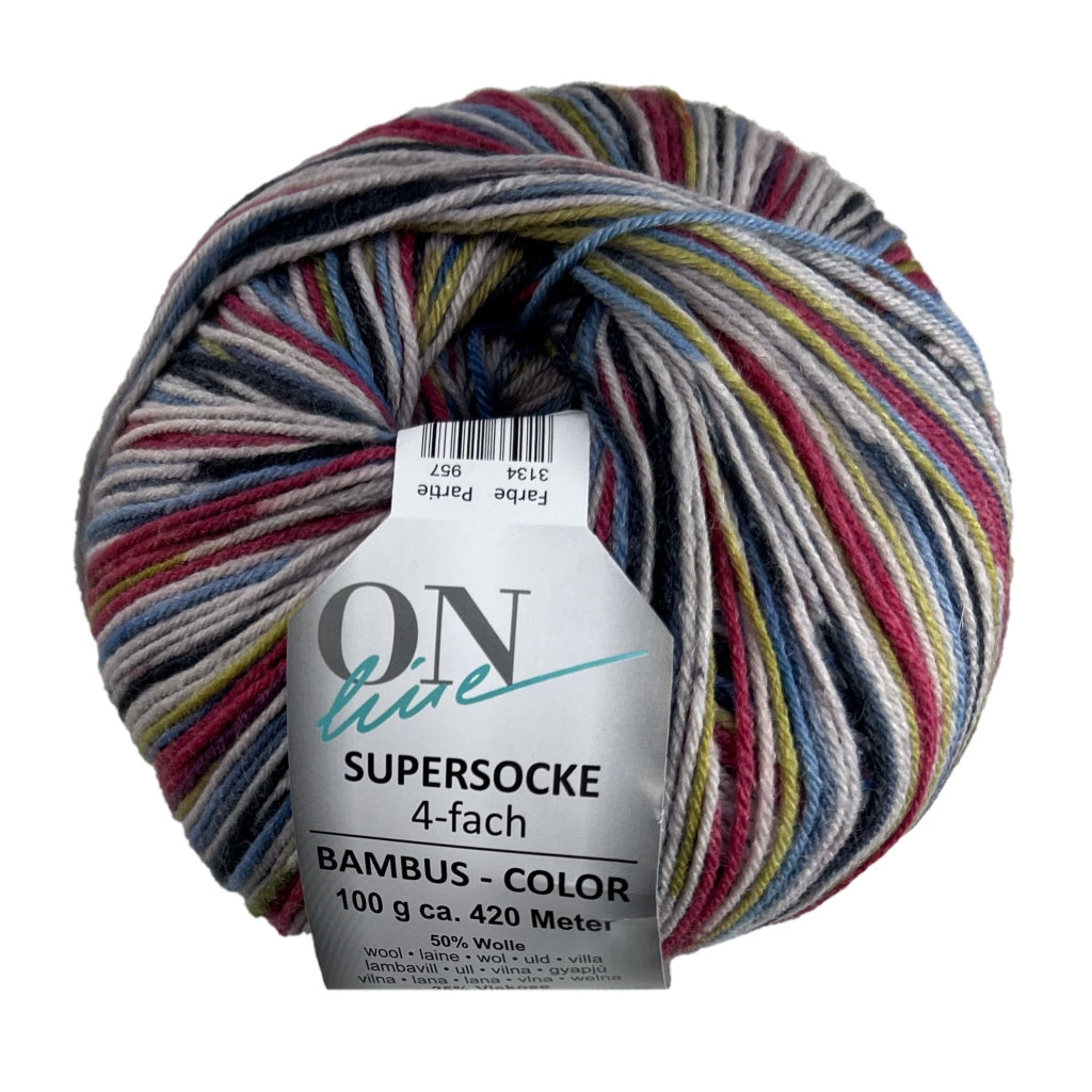 Supersocke 3134 4 Ply Bambus Color Orange Navy