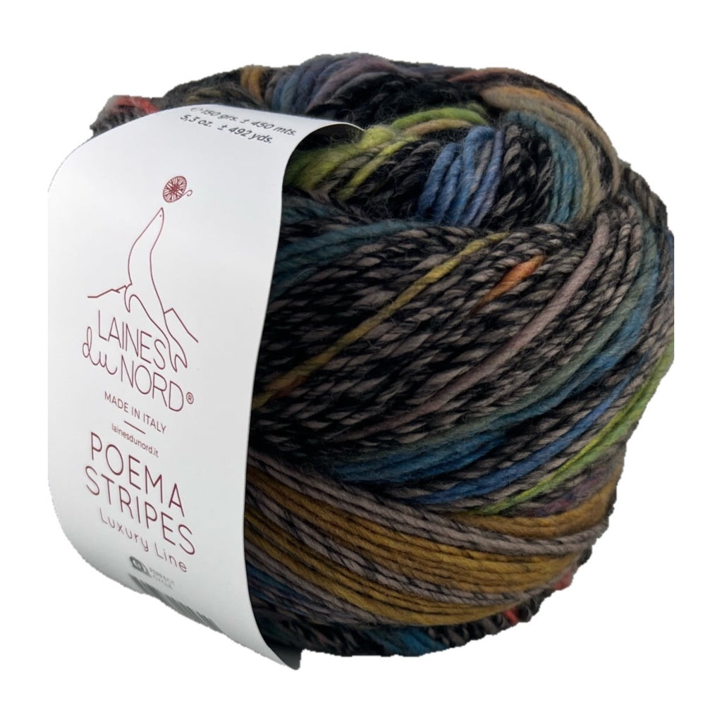 Poema Stripes 03 Black Green Taupe Camel teal