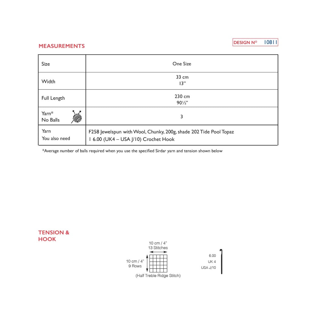 Sirdar 10811 Jewelspun Chunky Scarf Crochet