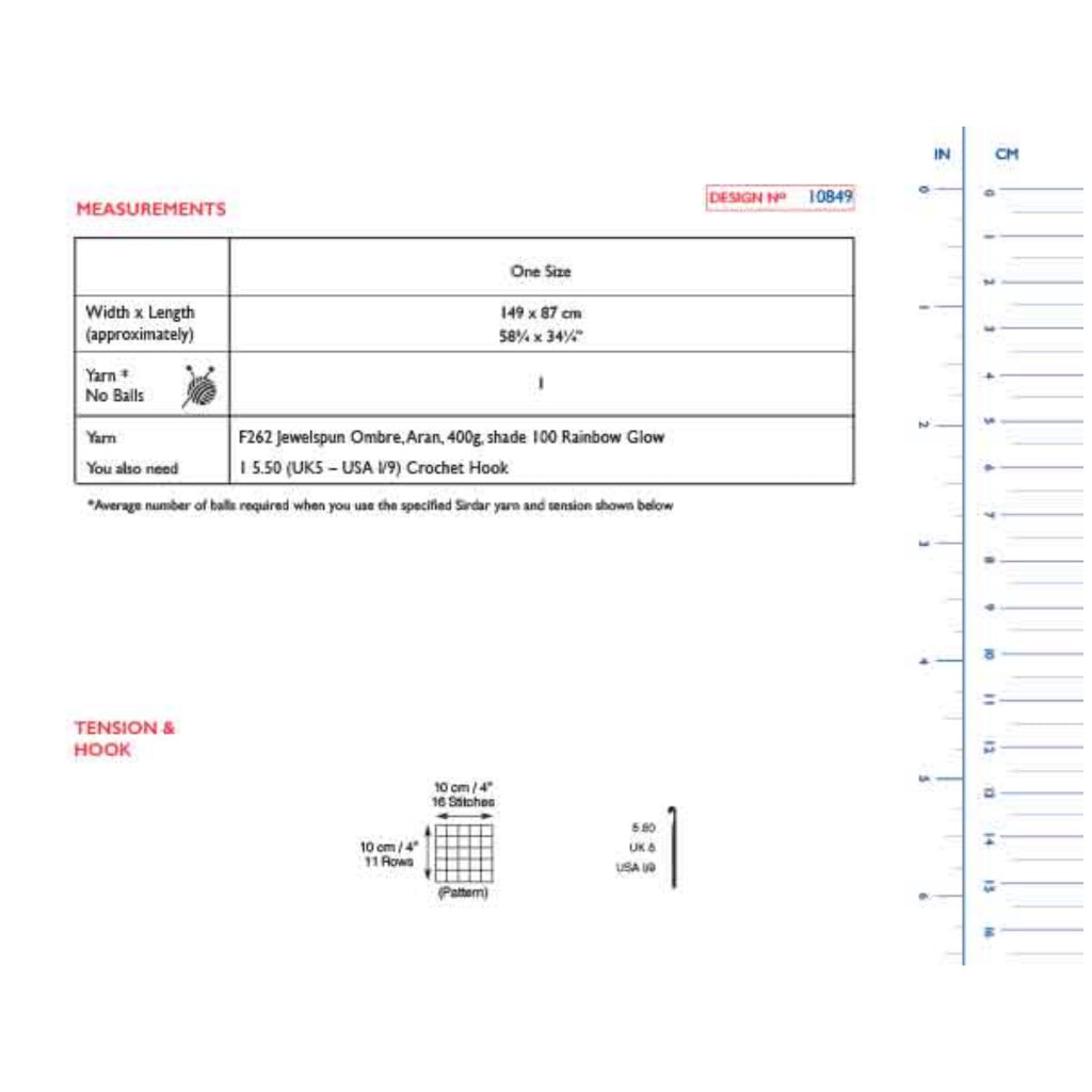 Sirdar 10849 Jewelspun Ombre Shawl Crochet