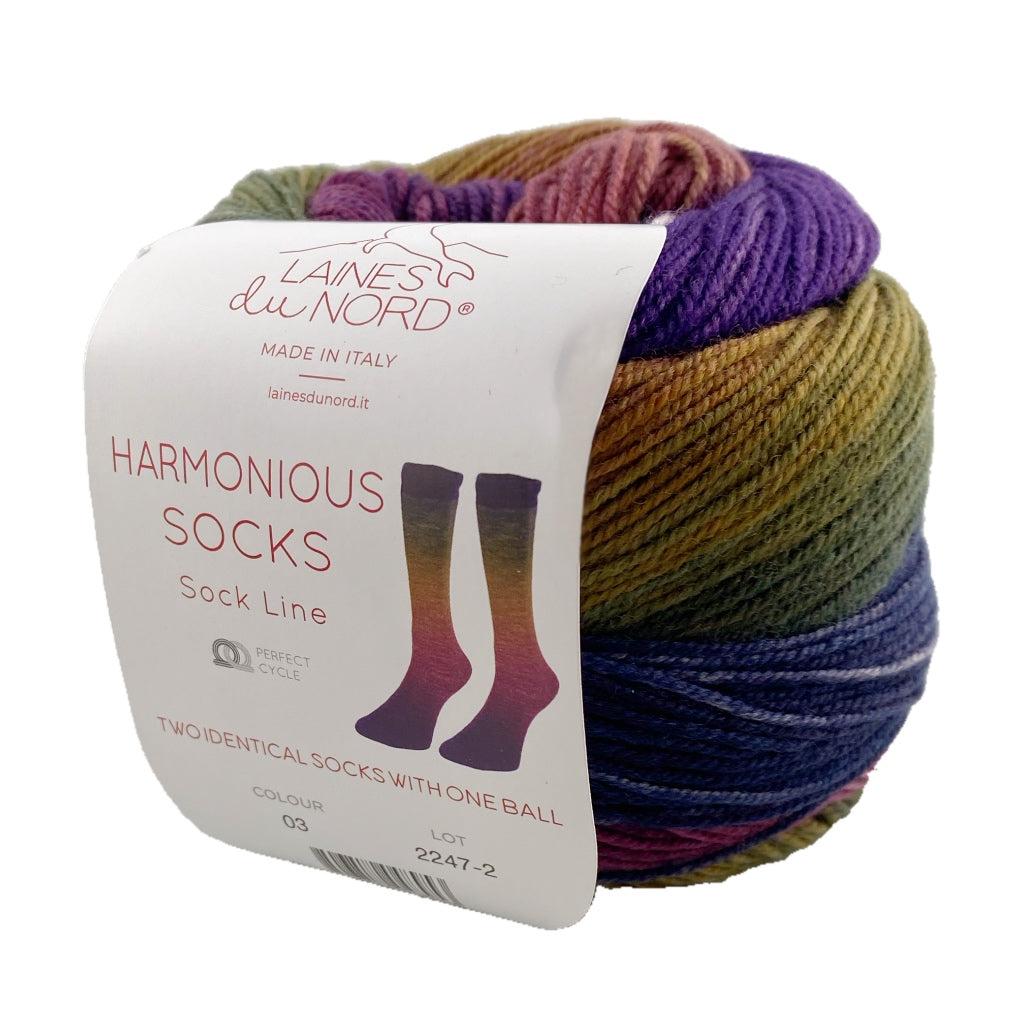 Harmonious Socks 03 Navy Ochre Violet Purple