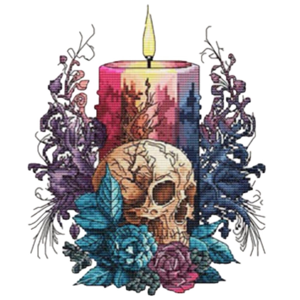 Les Petites Croix de Lucie Candle Skull Roses
