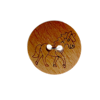 Button 241242 Wood with Pony Image 18mm