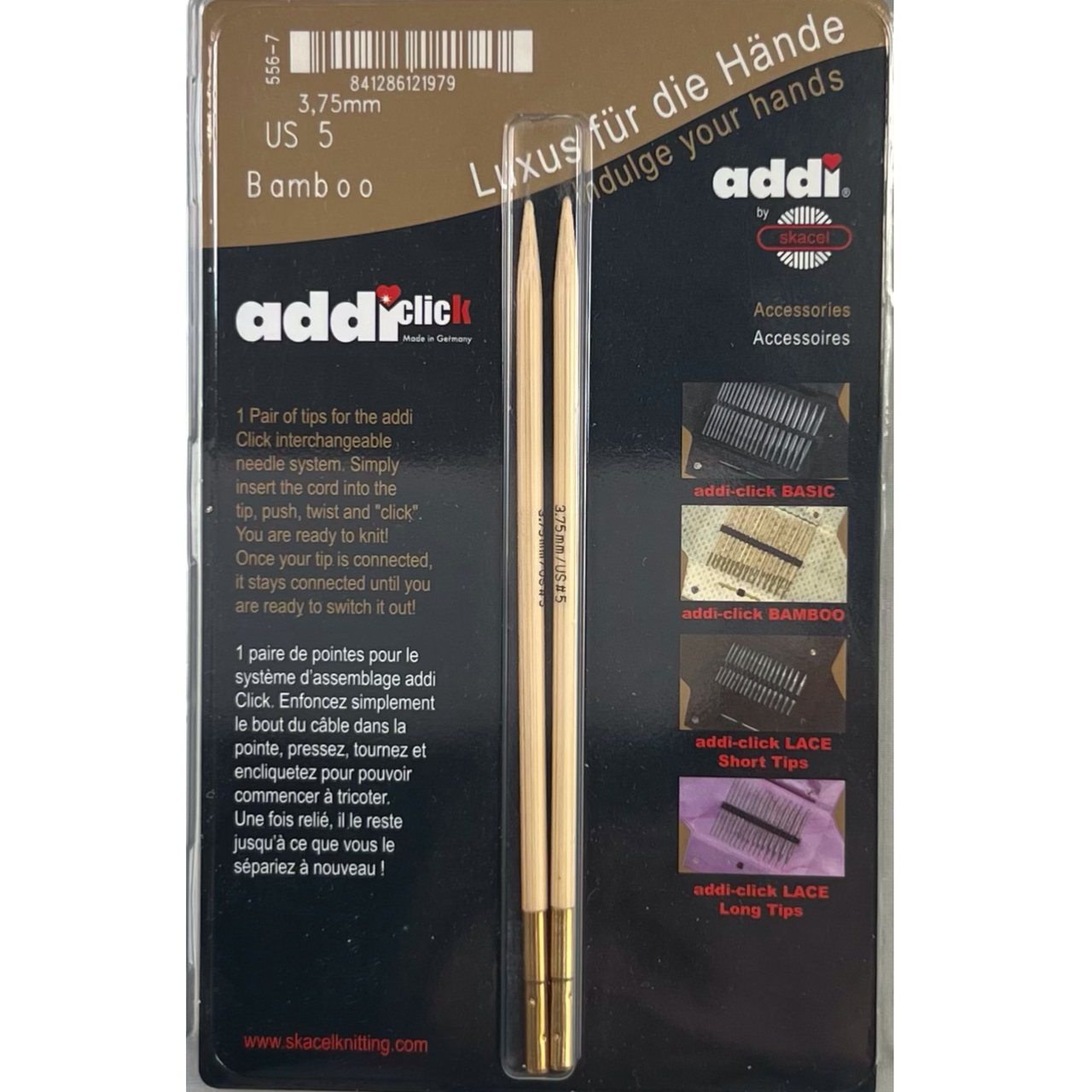 Circular Needle Points Addi  3.75mm Bamboo 5.5"