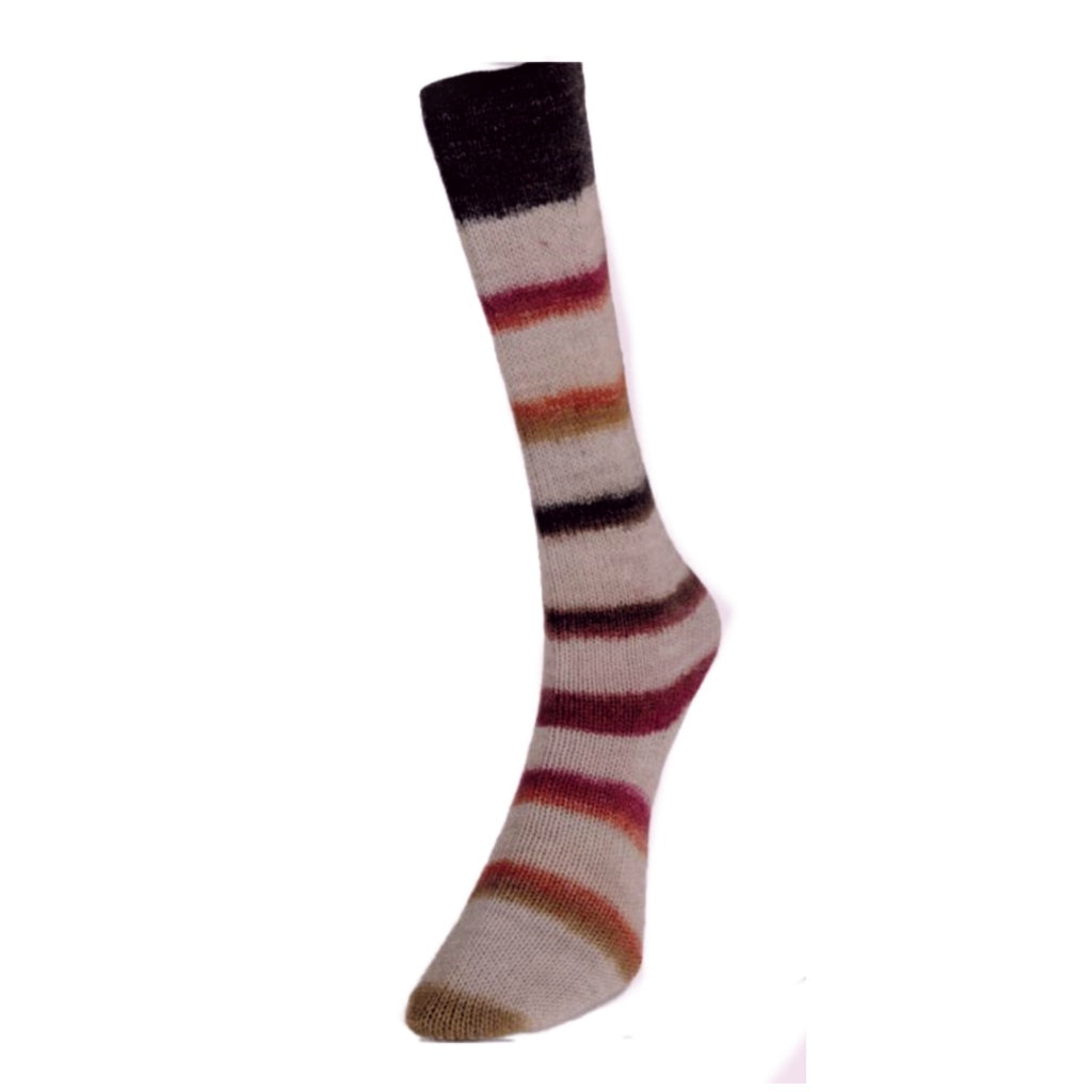 Art Sock 05 Black Magenta Orange Ochre