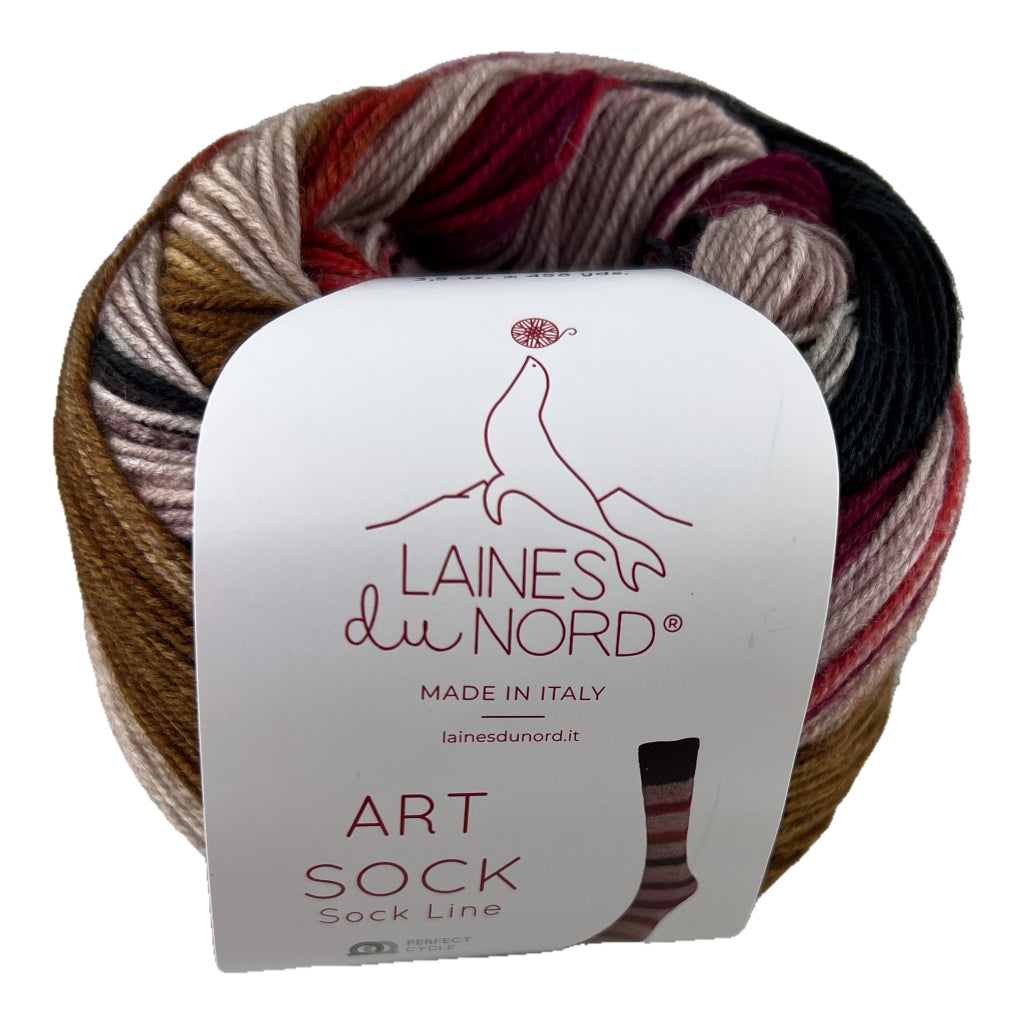 Art Sock 05 Black Magenta Orange Ochre