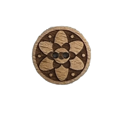 Button 281186 Wood Floral 18mm