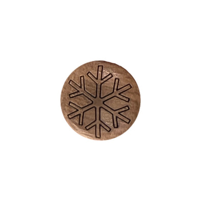 Button 309480 Wooden with Snowflake Image 14mm