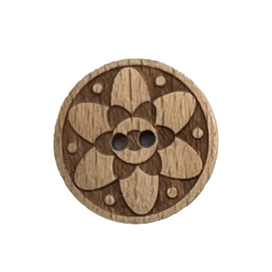 Button 311095 Wood Floral 23mm