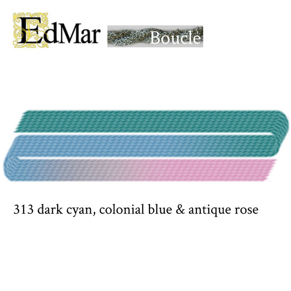 Boucle 313 Dk Cyan, Colonial Blue & Antique Rose